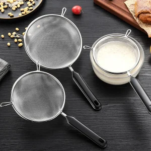 Ergonomic Kitchen Strainer for Christmas Recipes - 12 Inch with Non-Slip Handle & Hook,Sturdy Fine Mesh for Draining and Rinsing 5